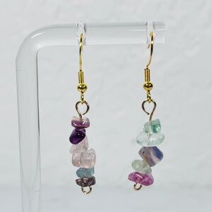 Fluorite Chip Stone Drop Earrings